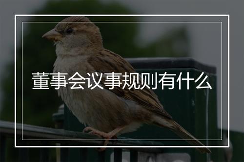 董事会议事规则有什么