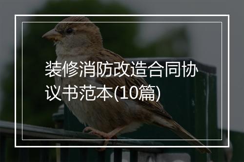 装修消防改造合同协议书范本(10篇)