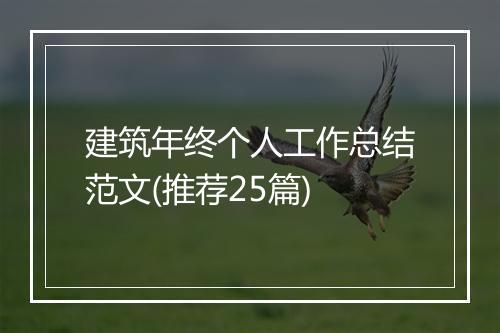 建筑年终个人工作总结范文(推荐25篇)