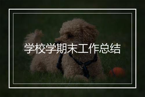 学校学期末工作总结