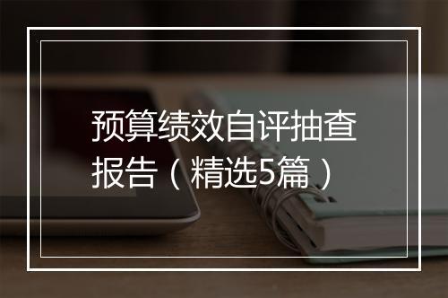 预算绩效自评抽查报告（精选5篇）