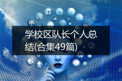 学校区队长个人总结(合集49篇)