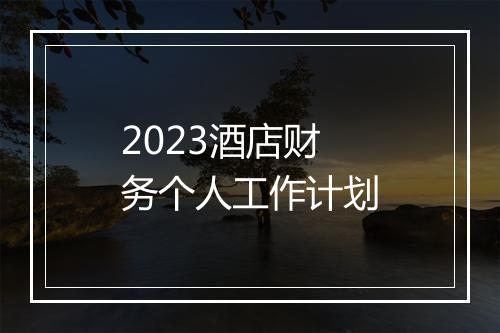 2023酒店财务个人工作计划
