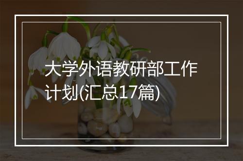大学外语教研部工作计划(汇总17篇)