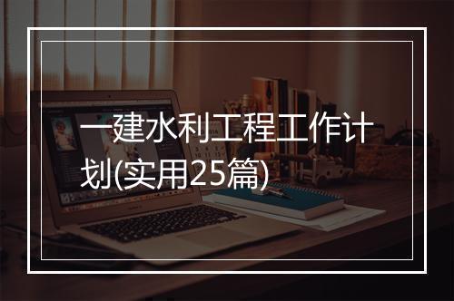 一建水利工程工作计划(实用25篇)