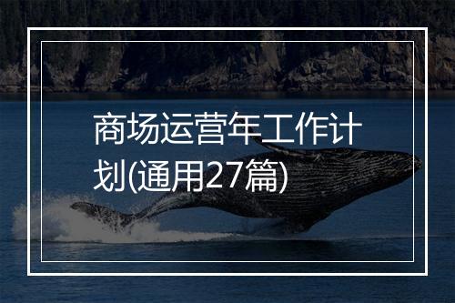 商场运营年工作计划(通用27篇)