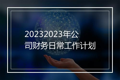 20232023年公司财务日常工作计划