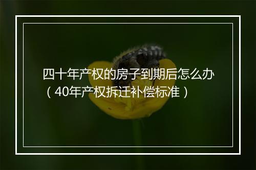 四十年产权的房子到期后怎么办（40年产权拆迁补偿标准）