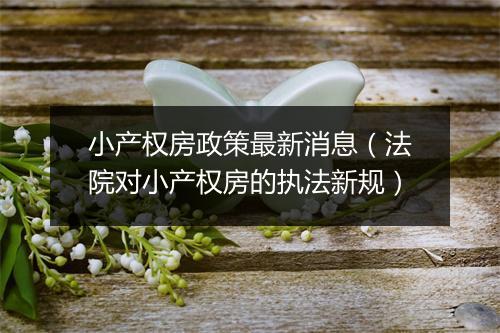 小产权房政策最新消息（法院对小产权房的执法新规）