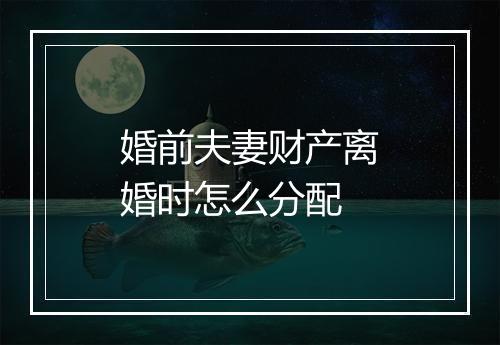 婚前夫妻财产离婚时怎么分配