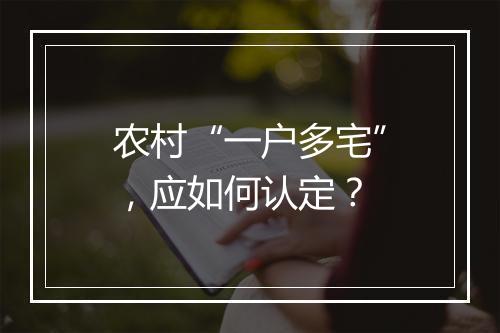 农村“一户多宅”，应如何认定？