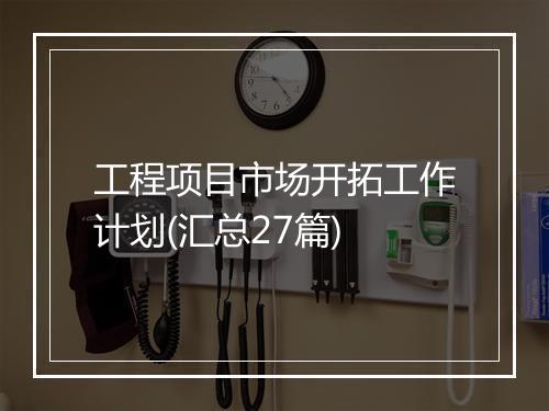 工程项目市场开拓工作计划(汇总27篇)