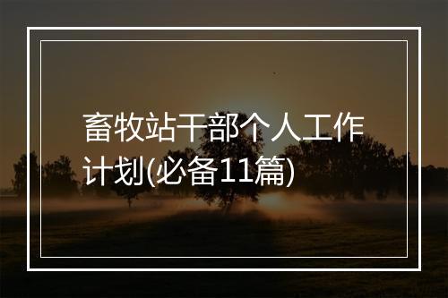 畜牧站干部个人工作计划(必备11篇)