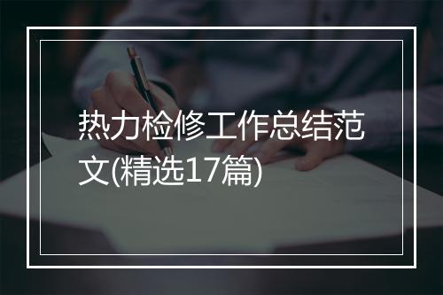 热力检修工作总结范文(精选17篇)