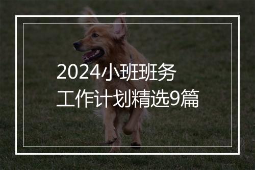2024小班班务工作计划精选9篇