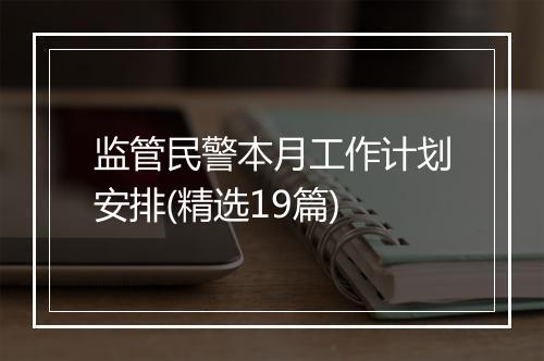 监管民警本月工作计划安排(精选19篇)