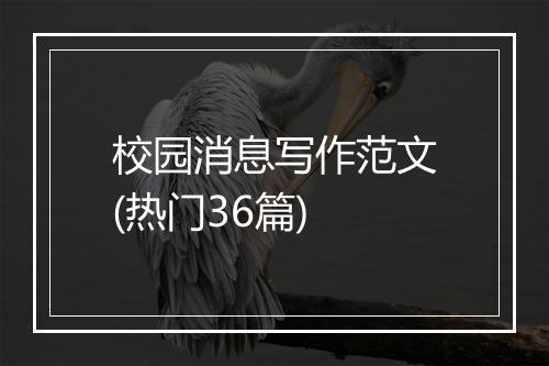 校园消息写作范文(热门36篇)