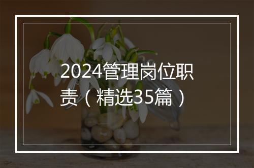 2024管理岗位职责（精选35篇）