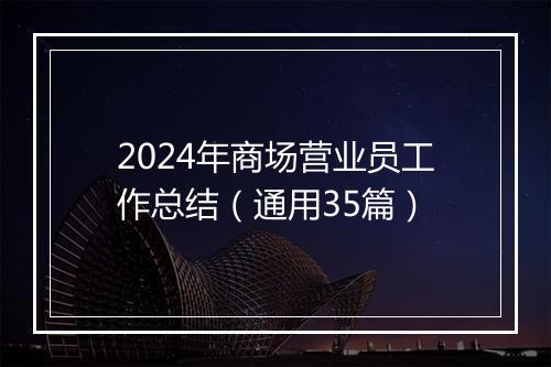2024年商场营业员工作总结（通用35篇）