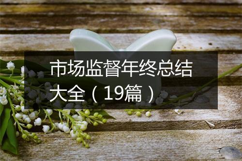 市场监督年终总结大全（19篇）