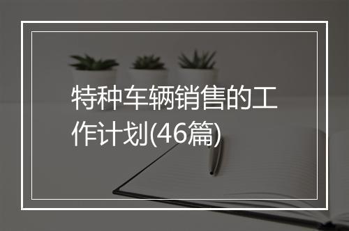 特种车辆销售的工作计划(46篇)