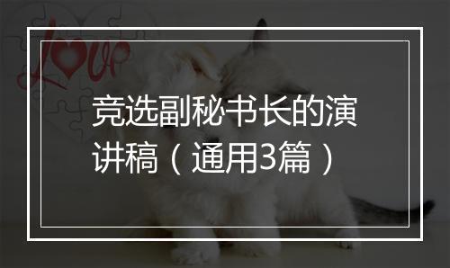 竞选副秘书长的演讲稿（通用3篇）