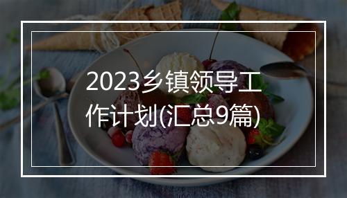 2023乡镇领导工作计划(汇总9篇)