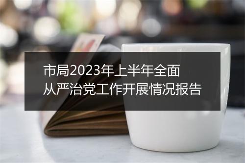 市局2023年上半年全面从严治党工作开展情况报告