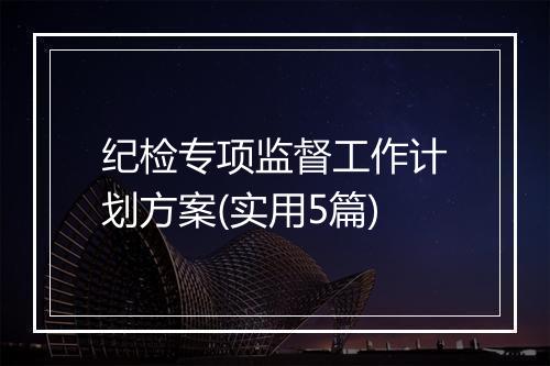 纪检专项监督工作计划方案(实用5篇)