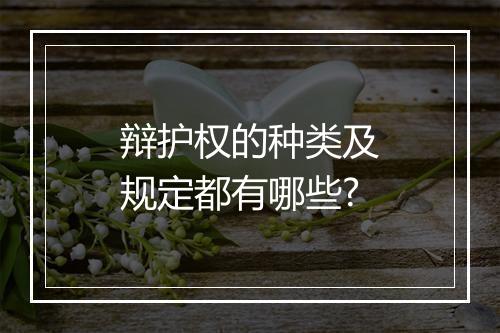 辩护权的种类及规定都有哪些?