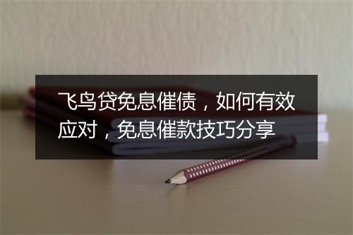 飞鸟贷免息催债，如何有效应对，免息催款技巧分享