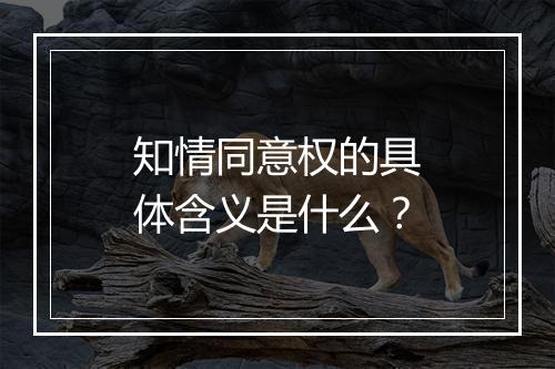 知情同意权的具体含义是什么？