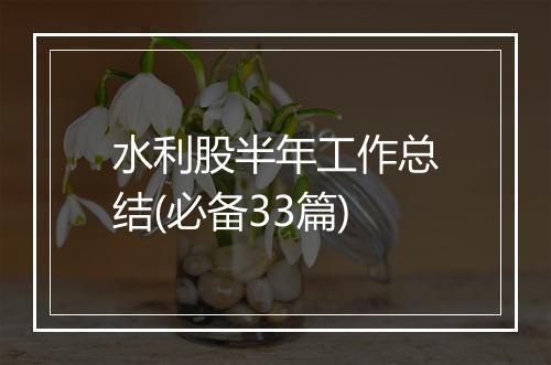 水利股半年工作总结(必备33篇)