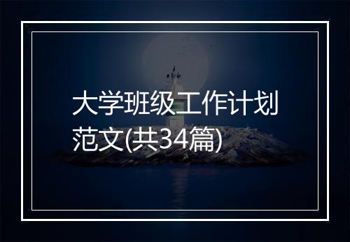 大学班级工作计划范文(共34篇)
