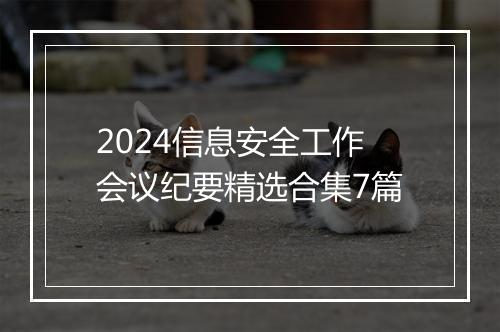 2024信息安全工作会议纪要精选合集7篇