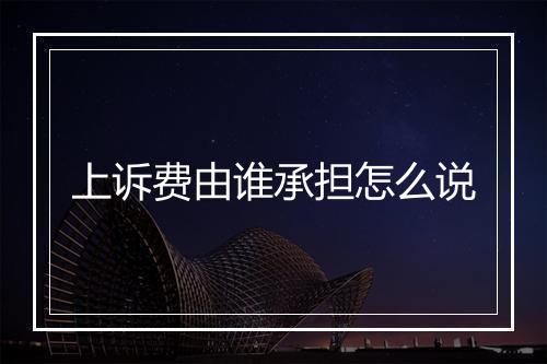 上诉费由谁承担怎么说