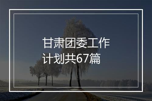 甘肃团委工作计划共67篇