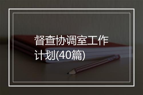 督查协调室工作计划(40篇)
