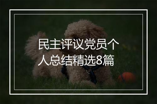 民主评议党员个人总结精选8篇