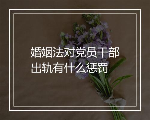 婚姻法对党员干部出轨有什么惩罚