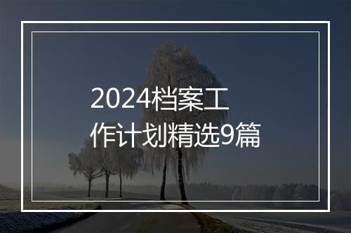 2024档案工作计划精选9篇