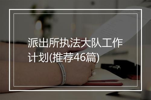 派出所执法大队工作计划(推荐46篇)