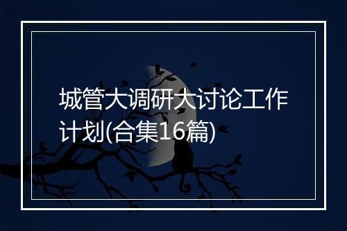 城管大调研大讨论工作计划(合集16篇)