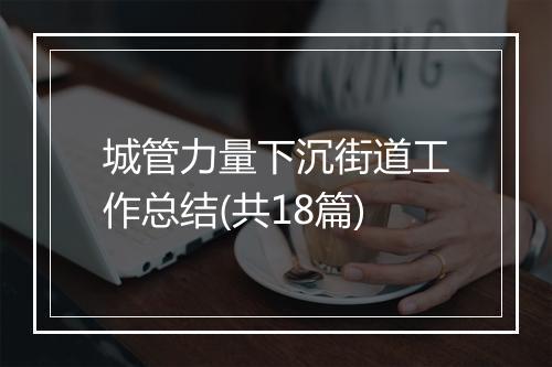 城管力量下沉街道工作总结(共18篇)