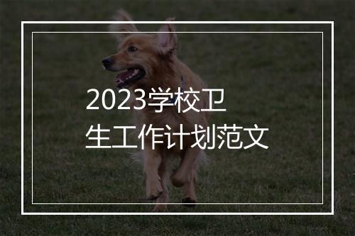2023学校卫生工作计划范文