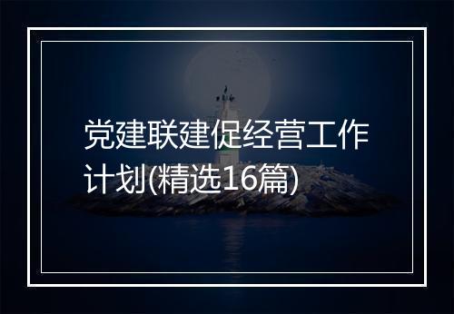 党建联建促经营工作计划(精选16篇)