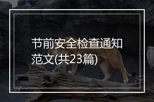 节前安全检查通知范文(共23篇)