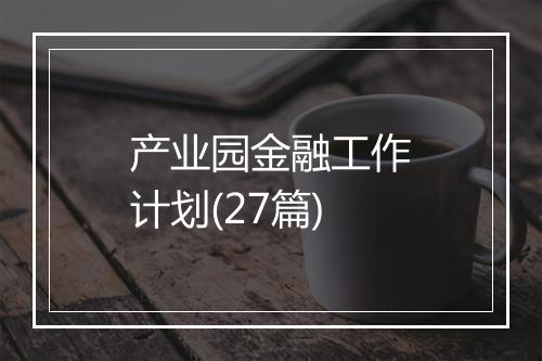 产业园金融工作计划(27篇)