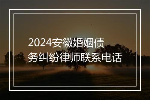2024安徽婚姻债务纠纷律师联系电话