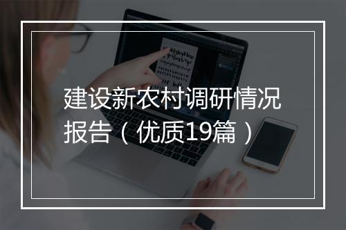 建设新农村调研情况报告（优质19篇）
